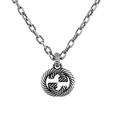 gucci silver interlocking necklace